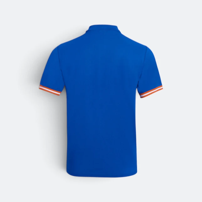 Hc26 honeycomb cvc short sleeve polo shirt contrast trim royal-orange-white back view