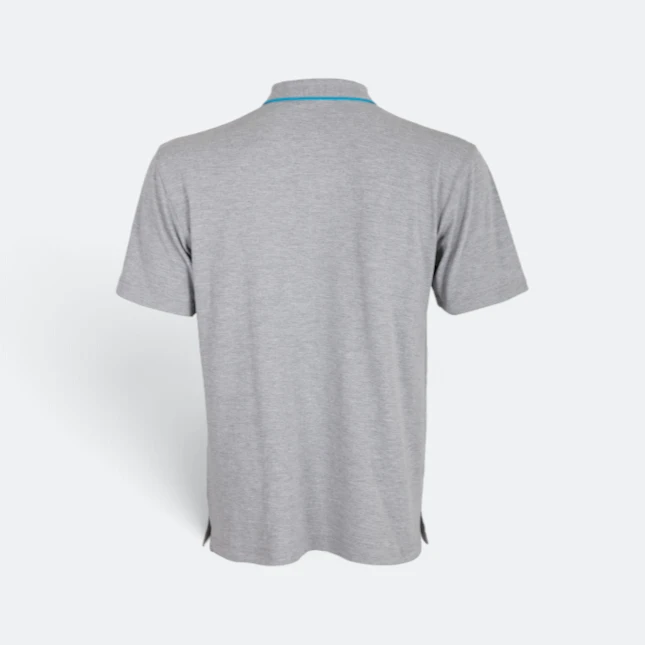 Hc27 honeycomb cvc polo shirt cut and sew ash grey-sea blue-white back view