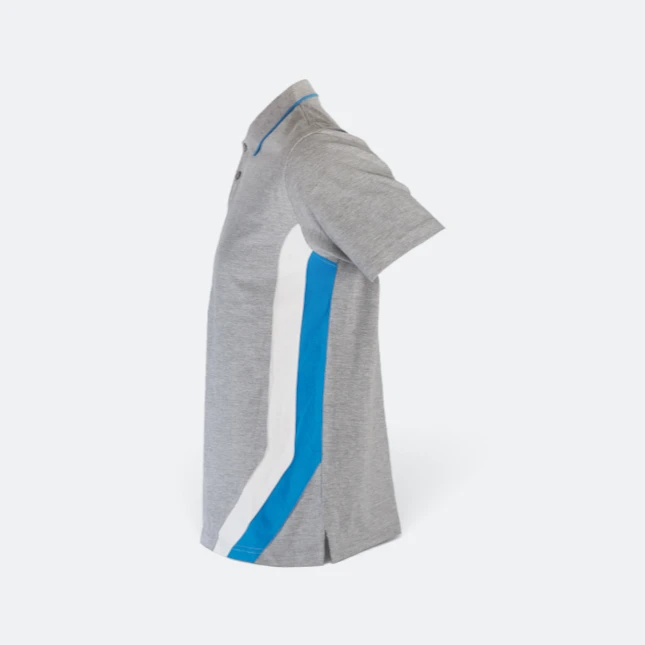 Hc27 honeycomb cvc polo shirt cut and sew ash grey-sea blue-white side colour view