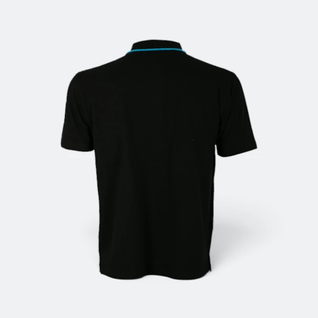 Hc27 honeycomb cvc polo shirt cut and sew black-sea blue-white back view