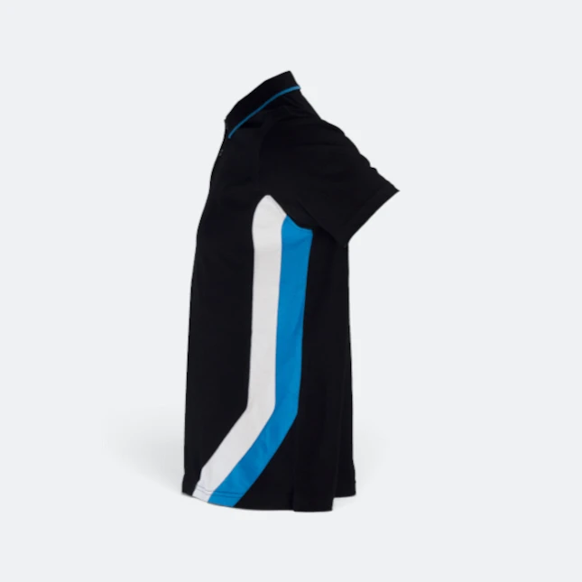 Hc27 honeycomb cvc polo shirt cut and sew black-sea blue-white side colour view