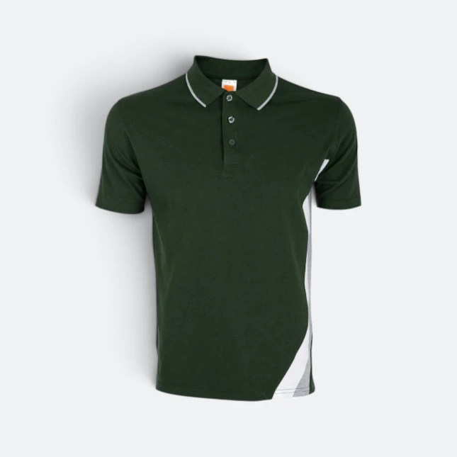 Hc27 honeycomb cvc polo shirt cut and sew forest green-ash grey-white colour view