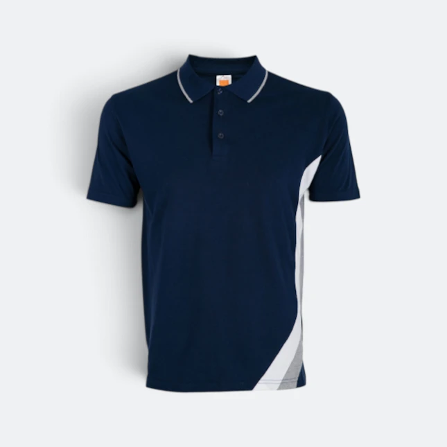 Hc27 honeycomb cvc polo shirt cut and sew navy pro-ash grey-white colour view