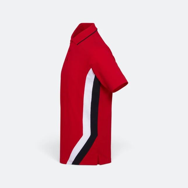 Hc27 honeycomb cvc polo shirt cut and sew red-black-white side colour view