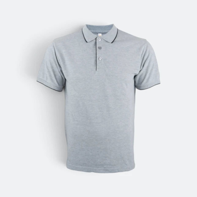 Hc29 honeycomb cvc polo shirt two-tone tipped collar ash grey-black colour view