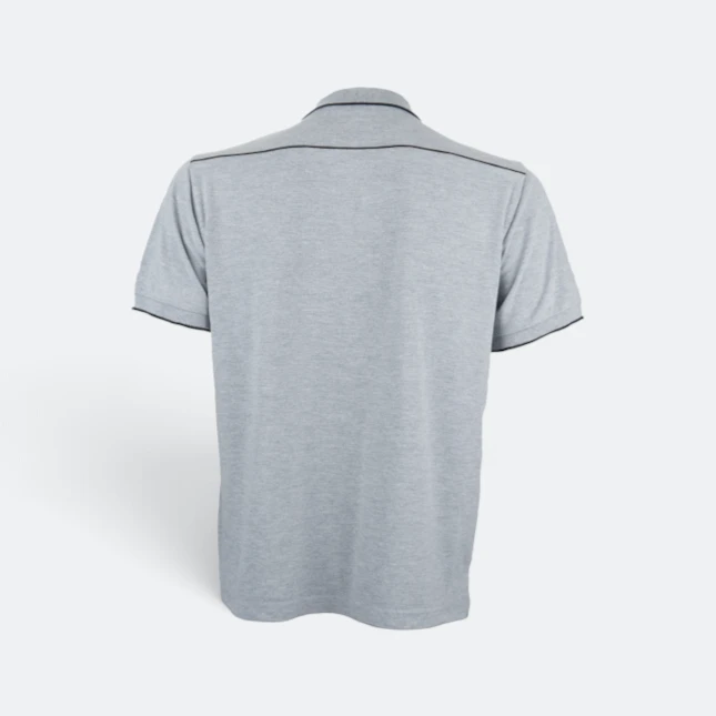 Hc29 honeycomb cvc polo shirt two-tone tipped collar ash grey-black back view