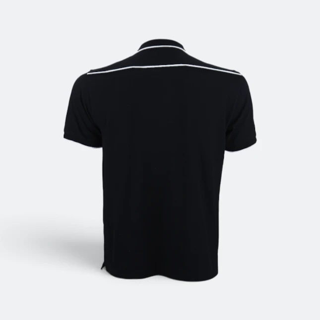Hc29 honeycomb cvc polo shirt two-tone tipped collar black-white back view