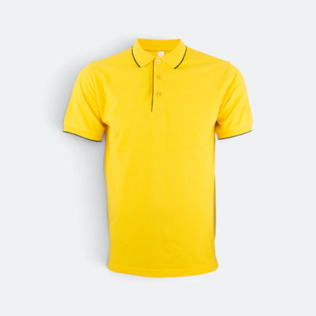 Hc29 honeycomb cvc polo shirt two-tone tipped collar golden yellow-black colour view