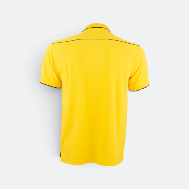Hc29 honeycomb cvc polo shirt two-tone tipped collar golden yellow-black back view