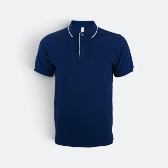 Hc29 honeycomb cvc polo shirt two-tone tipped collar navy pro-ash grey colour view