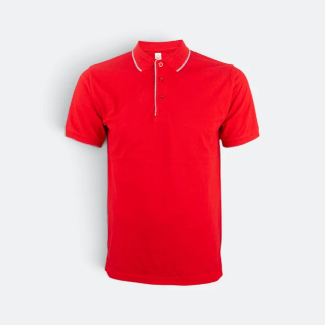 Hc29 honeycomb cvc polo shirt two-tone tipped collar red-ash grey colour view