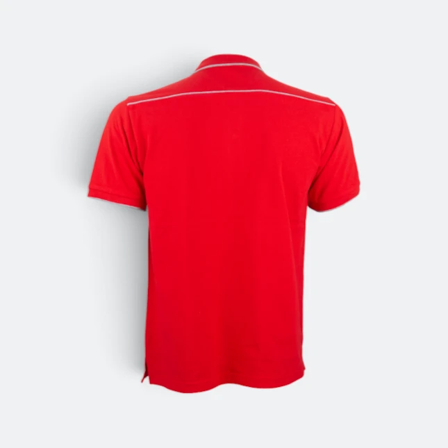 Hc29 honeycomb cvc polo shirt two-tone tipped collar red-ash grey back view