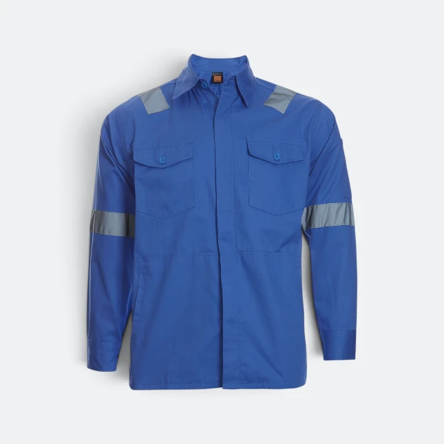 JK02 Work Jacket with Reflective Tape Light Blue Jk02 work jacket with reflective tape light blue colour view
