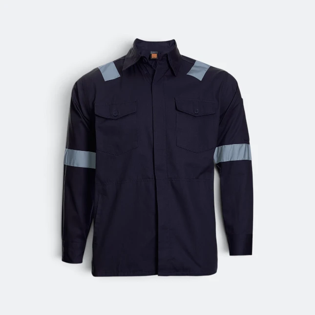 JK02 Work Jacket with Reflective Tape Navy Jk02 work jacket with reflective tape navy colour view