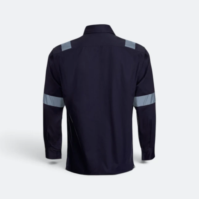 JK02 Work Jacket with Reflective Tape Navy Jk02 work jacket with reflective tape navy back view