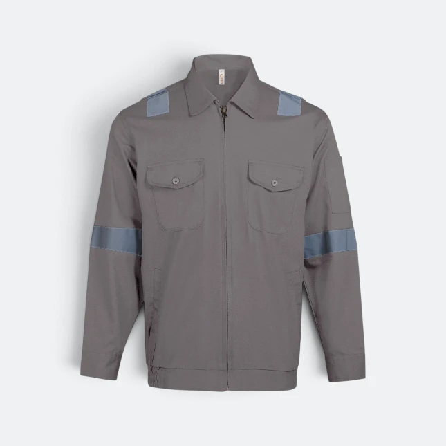 JK03 Full-Zip Work Jacket with Reflective Tape Dark Grey Jk03 full-zip work jacket with reflective tape dark grey colour view