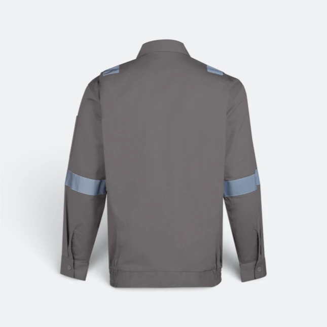 JK03 Full-Zip Work Jacket with Reflective Tape Dark Grey Jk03 full-zip work jacket with reflective tape dark grey back view