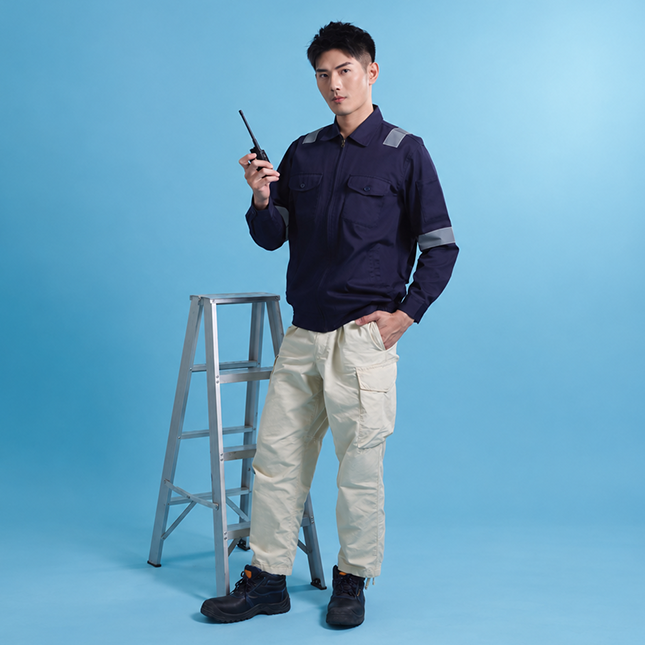 JK03 Full-Zip Work Jacket with Reflective Tape Model 1 Jk03 full-zip work jacket with reflective tape worn by model