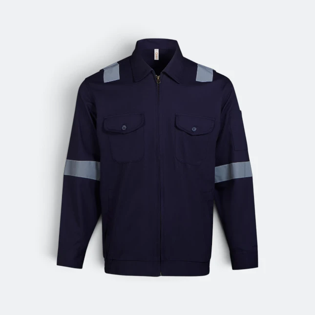 JK03 Full-Zip Work Jacket with Reflective Tape Navy Jk03 full-zip work jacket with reflective tape navy colour view