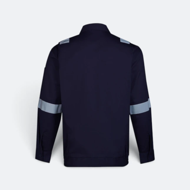 JK03 Full-Zip Work Jacket with Reflective Tape Navy B Jk03 full-zip work jacket with reflective tape navy b back view