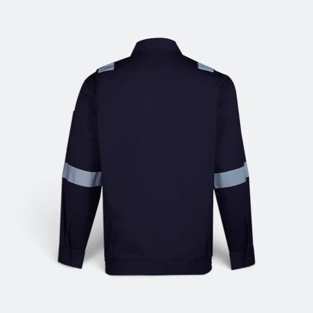 JK03 Full-Zip Work Jacket with Reflective Tape Navy Jk03 full-zip work jacket with reflective tape navy back view