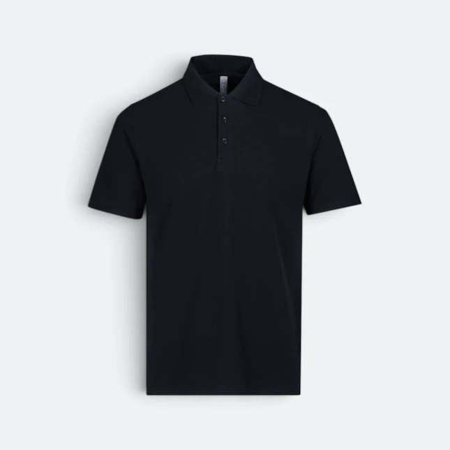 LC01 Premium CVC Short Sleeve Polo Shirt Black Lc01 premium cvc short sleeve polo shirt black colour view