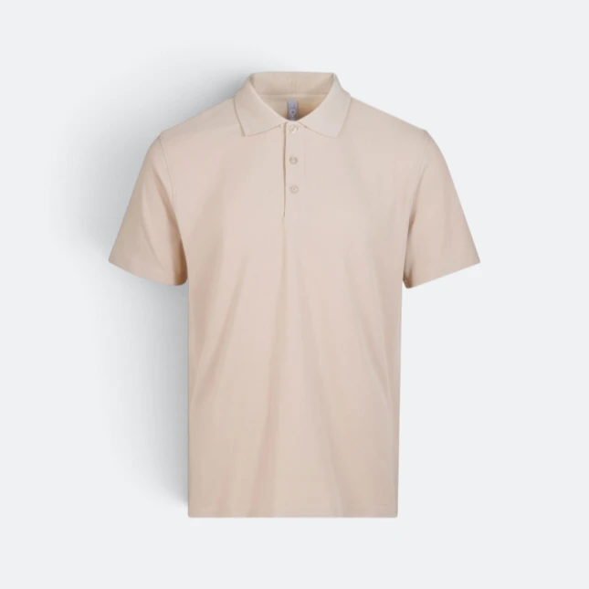 LC01 Premium CVC Short Sleeve Polo Shirt Sand Lc01 premium cvc short sleeve polo shirt sand colour view