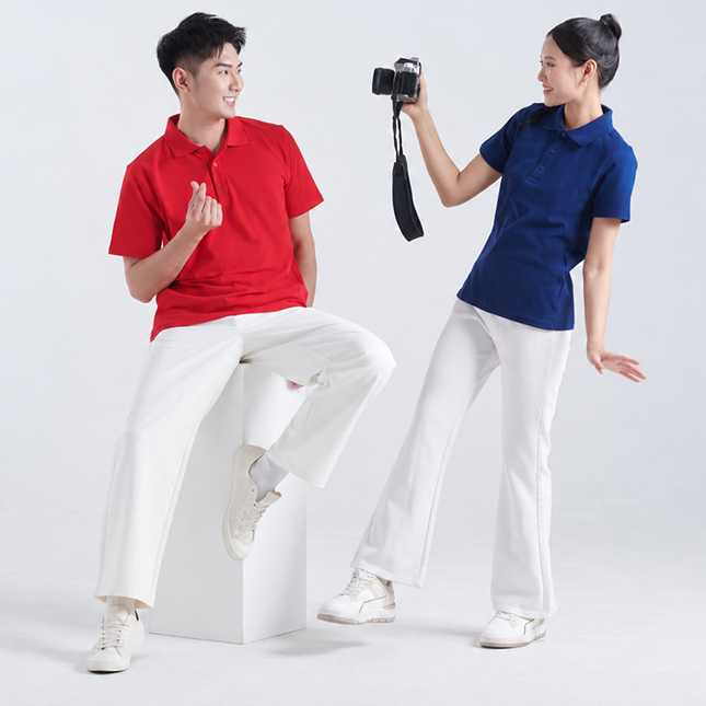 LC01 Premium CVC Short Sleeve Polo Shirt Series Lc01 premium cvc short sleeve polo shirt worn by model