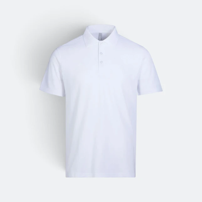 LC01 Premium CVC Short Sleeve Polo Shirt White Lc01 premium cvc short sleeve polo shirt white colour view