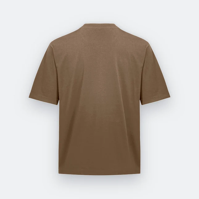Ot02 oversized premium cotton basic t-shirt khaki back view