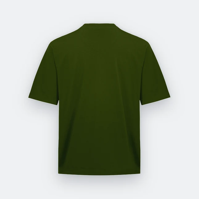 Ot02 oversized premium cotton basic t-shirt khaki green back view