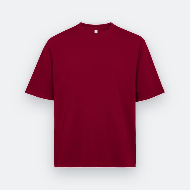 Ot02 oversized premium cotton basic t-shirt maroon colour view