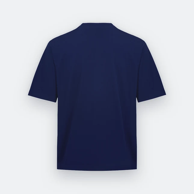 Ot02 oversized premium cotton basic t-shirt navy pro back view