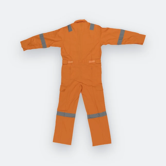 Ov02 cotton coverall with reflective tape orange back view