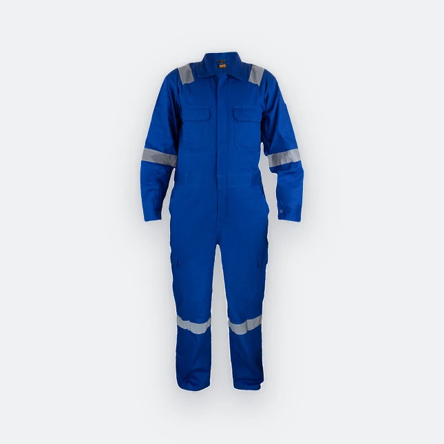 Ov02 cotton coverall with reflective tape royal colour view