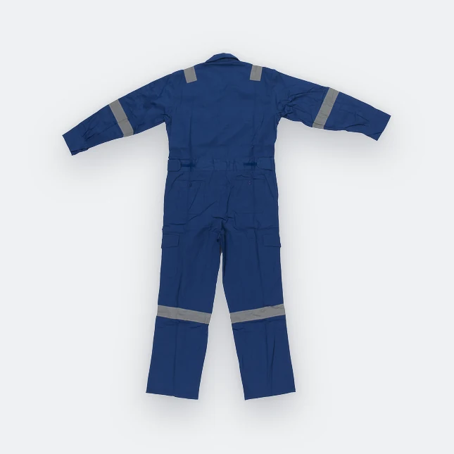 Ov02 cotton coverall with reflective tape royal back view