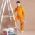 Ov02 cotton coverall with reflective tape worn by model