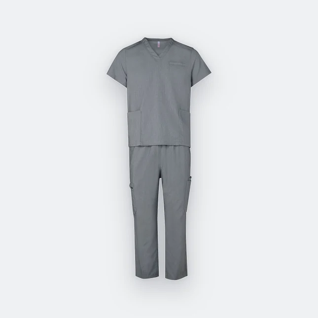 PE10 Unisex Scrub Set (Top and Bottom) Dark Grey Pe10 unisex scrub set (top and bottom) dark grey colour view