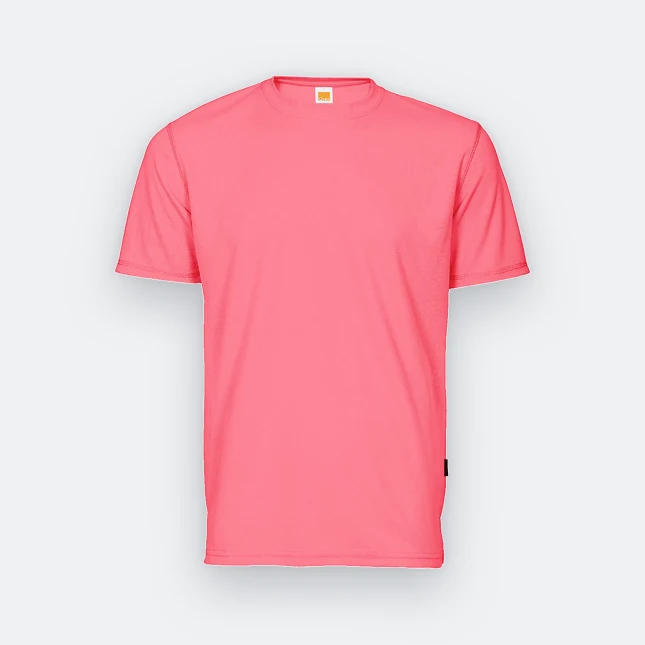 QD04 Quick Dry Short Sleeve Basic T-Shirt Neon Pink Qd04 quick dry short sleeve basic t-shirt neon pink colour view