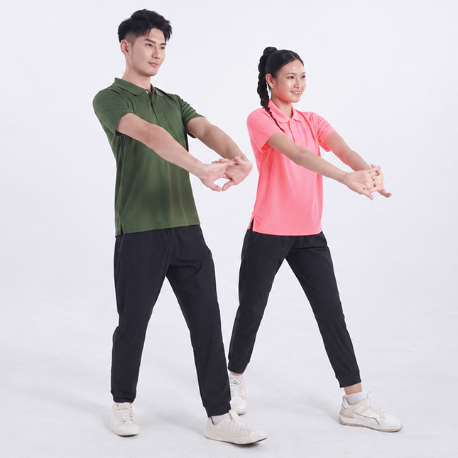 Qd06 quick dry short sleeve basic polo worn by model