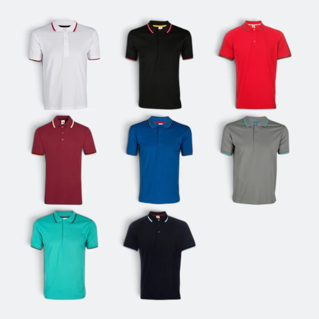 Qd53 quick dry cvc tipped collar and cuff polo shirt all colours