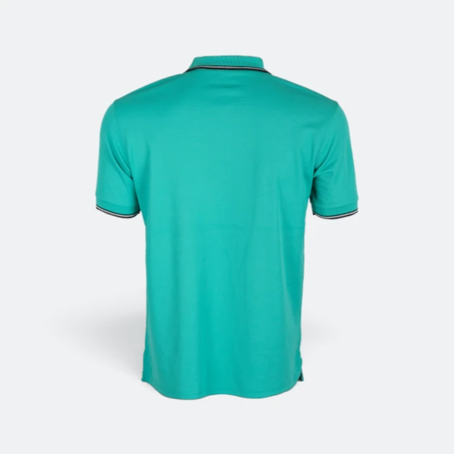 Qd53 quick dry cvc tipped collar and cuff polo shirt emerald-navy-white back view