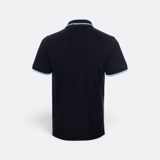 Qd53 quick dry cvc tipped collar and cuff polo shirt navy pro-light blue-white back view