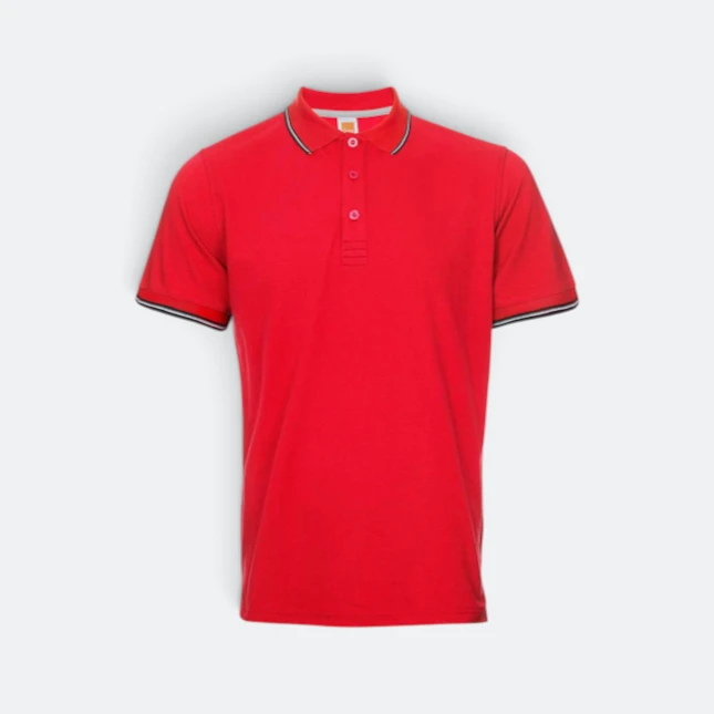 Qd53 quick dry cvc tipped collar and cuff polo shirt red-black-white colour view