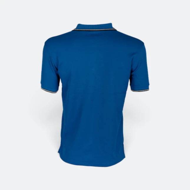 Qd53 quick dry cvc tipped collar and cuff polo shirt royal-navy-white back view