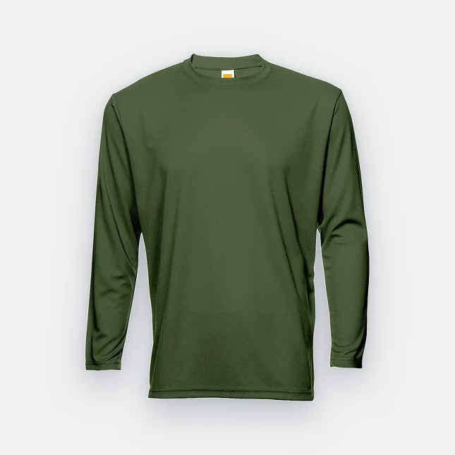 QD54 Quick Dry Long Sleeve Basic T-Shirt Army Green Qd54 quick dry long sleeve basic t-shirt army green colour view