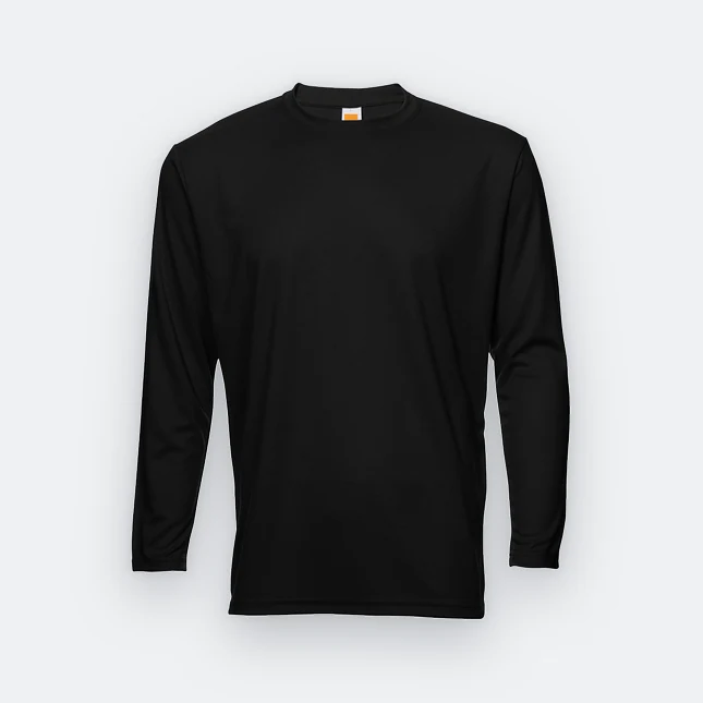 QD54 Quick Dry Long Sleeve Basic T-Shirt Black Qd54 quick dry long sleeve basic t-shirt black colour view