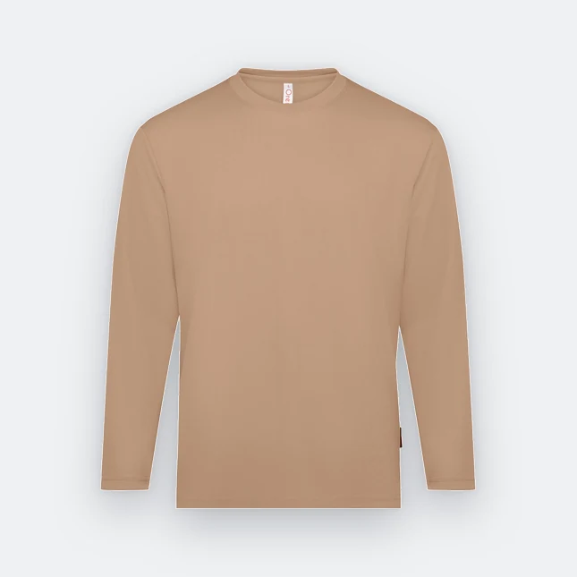 QD54 Quick Dry Long Sleeve Basic T-Shirt Caramel Qd54 quick dry long sleeve basic t-shirt caramel colour view