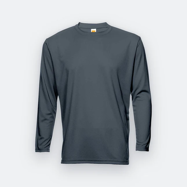 QD54 Quick Dry Long Sleeve Basic T-Shirt Dark Grey Qd54 quick dry long sleeve basic t-shirt dark grey colour view