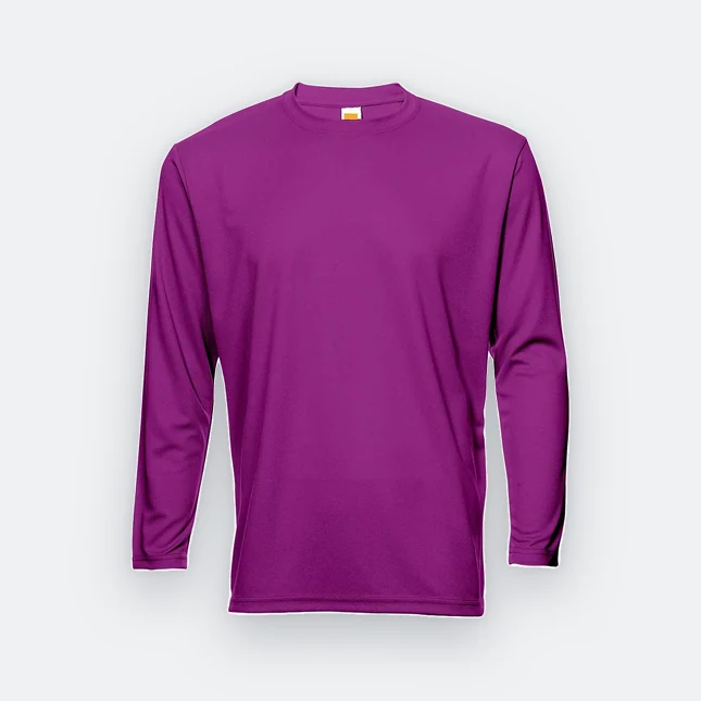 QD54 Quick Dry Long Sleeve Basic T-Shirt Dark Purple Qd54 quick dry long sleeve basic t-shirt dark purple colour view